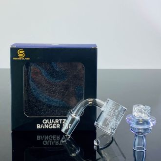 Sense Glass - Banger Kit - R-M And Terp Pearl With Cyclone Spinner Carb Cap - 14mm - Male - 90° Degree