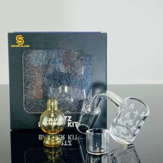 Sense Glass - Beveled Top Quartz Banger Kit With - Cc And Cup - 19mm Male - 90° Degree