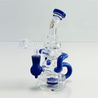 Sense Glass Waterpipe 7" Inch - Recycler With Showerhead Perc - Assorted Color (WP-2462)