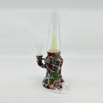 Sense Glass Silicone Waterpipe With Print - 10 Inch - Assorted