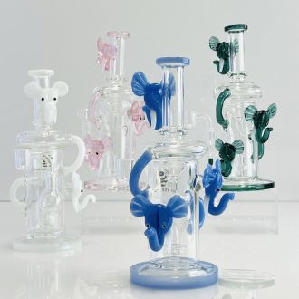 Sense Glass Waterpipe 10" Inch - Recycler Elephants With Showerhead Perc - Assorted - Price Per Piece