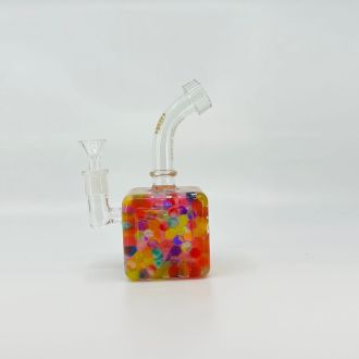 Sense Glass Waterpipe - Square Fancy With Showerhead Perc - 7 Inch - Assorted
