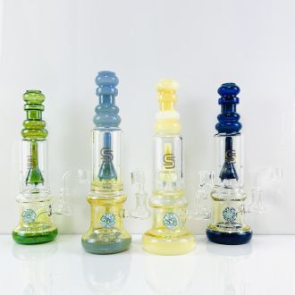 Sense Glass Waterpipe 10" Inch - With Double Perc (WP-1717) - Assorted - Price Per Piece
