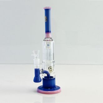 Sense Glass Waterpipe 12" Inch - Dual Color With 6 Arms Tree Perc - Assorted Color (WP-1561)
