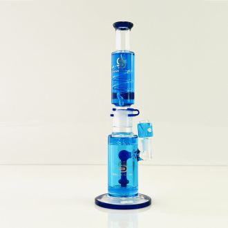 Sense Glass Waterpipe 15" Inch - Straight Coil Glycerin With Inline Showerhead Perc - Assorted