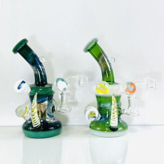 Sense Glass Waterpipe - 8" Inches - Horn And Ball Inside With Showerhead Perc - Assorted Colors (WP-2331) - Price Per Piece