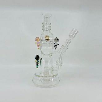 Sense Glass Waterpipe With Triple Character And Matrix Perc - 9.5 Inch - Assorted