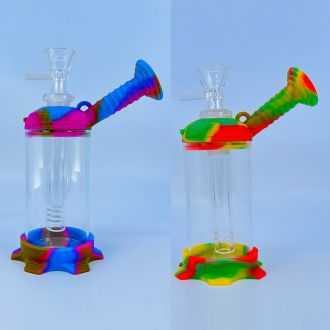 Bubbler Silicone + Glass - 6" Inch - Assorted Colors - Price Per Piece
