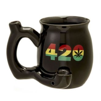 Roast & Toast Large Black Mug 420 With Rasta Colors