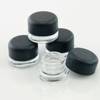 Glass Jar Clear Cube - Matte Black Top - Child Proof - 5ml - 12 Jars Per Pack