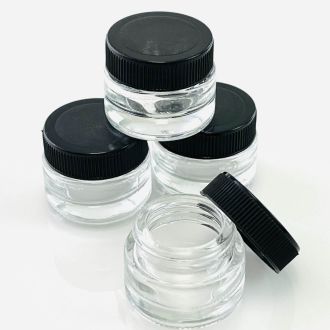 Glass Jar - Clear-Black Top - 5ml - 25 Count Per Pack