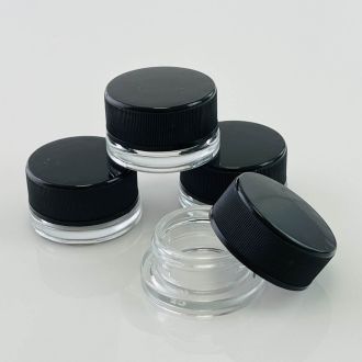 Glass Jar Screw Type Clear Glass Black Top - 12 Jar Per Pack