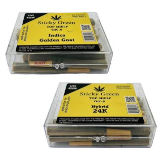 Sticky Green Top Shelf Live Resin - THC-A Preroll - 1.5 grams - 25 Counts Per Box