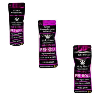 STICKY GREEN AAA+EXOTIC TERP INFUSED 1.25G PREROLL 2 Per Pack 