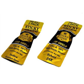 Sticky Green Top Shelf Thc-A 1.25 Grams - Preroll - 2 Rolls Per Pack