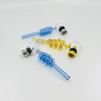 Oil Burner Coil Handpipe With Metal Bowl & Screen -  4" In Size - 15 Pieces Per Jar