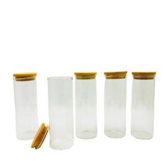 STORAGE JAR W/BAMBOO LID 19x6.5cm 5PK