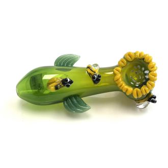 Handpipe 5" Inches - Sunflower With Bee