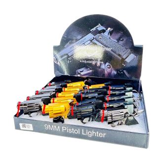 Techno Torch - 9 Mm Pistol Revolver Design Lighter - 20 Counts Per Display