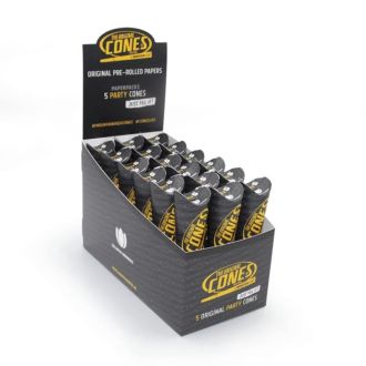 The Original Cones - Original Pre-rolled Party Size Cones - 140 x 43mm - 5 Counts Per Pack - 18 Packs Per Box - Bleached