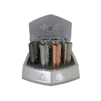 Torch Scorch Flint Igniter 3 Triple Flame Flint  With Cigar Punch - Assorted Color - 12 Per Display