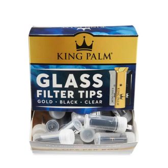 King Palm Glass Filter Tips - 48 Count Per Box - Black - Clear - Gold