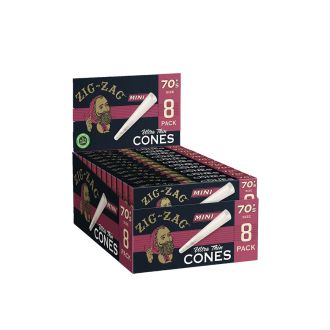 Zig Zag Mini Ultra Thin Cones 70mm - 8 Per Pack - 18 Packs Per Display