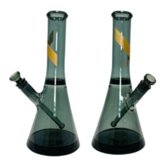 Marley Natural Waterpipe - 12-inchs - Smoked Glass With Gold Stripe Decal