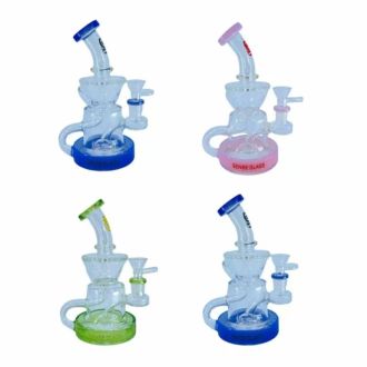 Sense Glass Waterpipe - 6.5 Inch - Recycler Bent Neck With Showerhead Perc - WP-2808