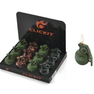 Clickit Lighter Grenade Flame 12 Per Display (Gh-6666)