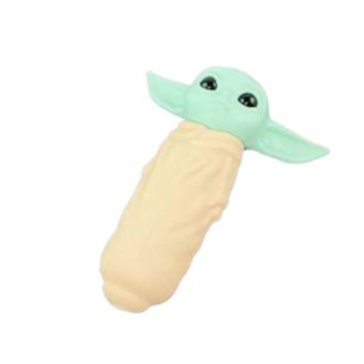 Silicone Handpipe 4" Inch - Yoda With Glass Bowl And Dabber - Assorted 