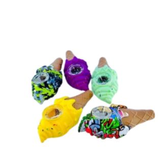 Silicone Ice Cream Cone Handpipe - Assorted Design
