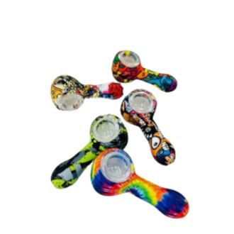 HPGC2 - 2.5 Inch Silicone Handpipe - Spoon Print - Assorted Colors - Price Per Piece