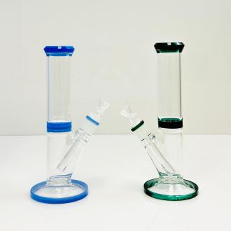 Waterpipe 10.5 Inch - Straight With Color Rim - WPHG255 - Price Per Piece - Assorted Colors