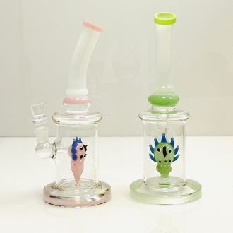 Waterpipe - 10" Inch - Color Bent Neck With Rick Perc - Price Per Piece