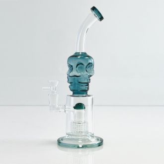 Waterpipe 11" Inch - Triple Face Skull With Matrix Perc - Assorted