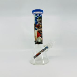 Waterpipe 12 Inch - Beaker With Colored Mouthpiece - Glow In The Dark Base - Assorted