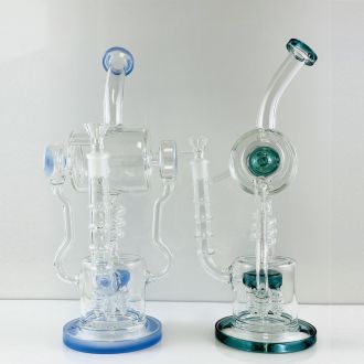 Waterpipe 12" Inch - Recycler Barrel With Coil Perc - Assorted - Price Per Piece