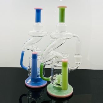 Waterpipe 13.5 Inch - Recycler Design With Honeycomb Perc And Sprinkler Perc - Price Per Piece - Assorted