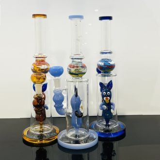 Straight Waterpipe - 13 inches - With Character Perc - Assorted Colors - Price Per Piece