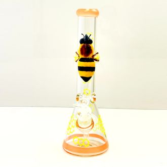 Waterpipe 14 Inch - Beaker With Honeybee - Glow In The Dark - WPSO8