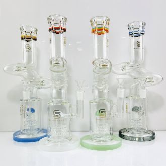 Sense Glass Waterpipe 14" Inch - Zong Glass With Matrix Perc - Assorted Color (WP-2467) - Price Per Piece