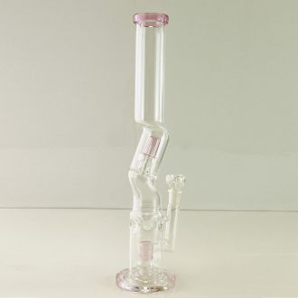 Waterpipe Glass 18" Inch - Z-Shape With Dual Inline Perc - Assorted