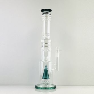 Waterpipe 18" Inch - Double Hole Percolator With Cone Showerhead Perc (K276) - Assorted
