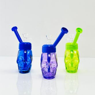 Waterpipe 7 Inch - Double Sided Skull - WPHG257 - Price Per Piece - Assorted Colors