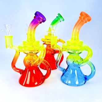 Waterpipe 7 Inch - Recycler 3 Tone - Assorted Colors - Price Per Piece - WPVC199