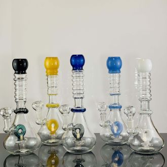 Waterpipe 10" Inch - With Colored Mouthpiece And Donut Showerhead - Assorted - Price Per Piece