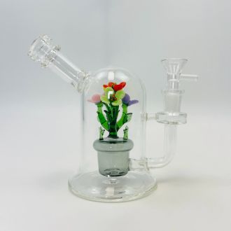 Waterpipe with Flower Pot Perc - 7 Inch - Assorted Colors - WP3038