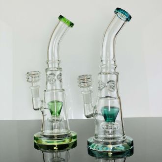 Waterpipe 10" Inch - Curved Neck With Ice Catcher And Bubble Inline Perc - Assorted - Price Per Piece