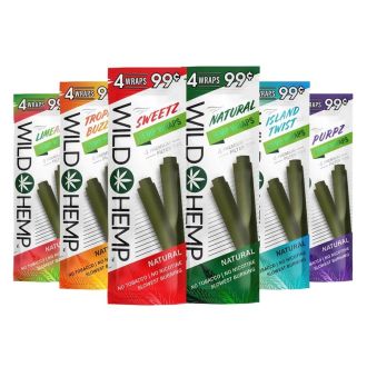 Wild Hemp Wraps - With Tips - 4 Wraps Per Pack - 20 Packs Per Display